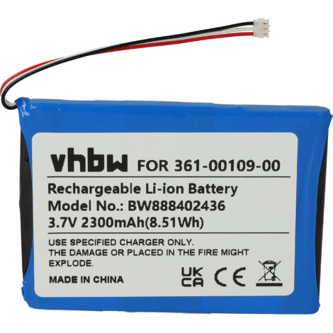 vhbw Battery compatible with Garmin Overlander, Dezl OTR800, Dezl OTR800 MT-S GPS Navigation System Sat Nav (2300mAh, 3.7 V, Li-ion)