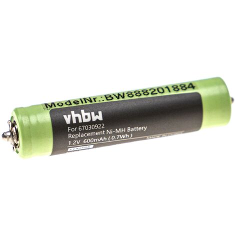 vhbw Replacement Battery compatible with Braun Cruzer3 2874, Cruzer3 2878, Cruzer4 2778 Electric Razor Hair Clippers (600mAh, 1.2 V, NiMH) (1/2)