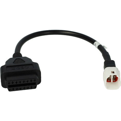 vhbw OBD2 Adapter OBD2 4 pin to OBD 2 16 pin compatible with Yamaha MT09, MT07 (2017 - 2018), FZ10 (2016 - 2019) Motorbike, Scooter - 30 cm (1/5)