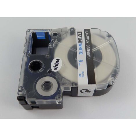 vhbw Label Tape compatible with KingJim SR3900C, SR330, SR3900P, SR230C,  SR180, SR150, SR300TF, SR3700P Label Printer 9mm Blue on White