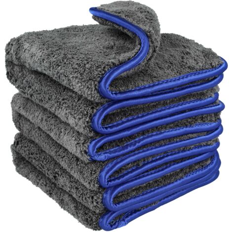 vhbw 3x Care Towel for Car, Motorcycle - Microfibre Cloths 40 x 40 cm, Washable, Reusable, Black/Blue (1/5)