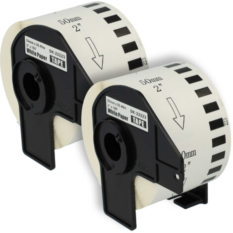 vhbw Set 2x Label Roll 50mm x 30.48m compatible with Brother PT QL-1110  Series, QL-500 Series Label Maker - Premium