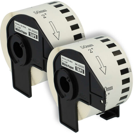 vhbw Set 2x Label Roll 50mm x 30.48m compatible with Brother PT