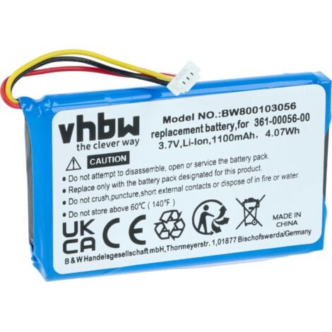 vhbw Battery compatible with Garmin Camper 770 LMT-D GPS Navigation System Sat Nav (1100mAh, 3.7 V, Li-ion)