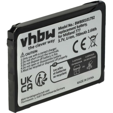vhbw Battery compatible with M-E FS-2, FS-2.1 Radio, Walkie-Talkie (700mAh, 3.7 V, Li-ion) (1/5)
