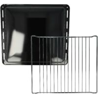 vhbw 1x baking tray, 1x oven rack (2 Part Set) compatible with Electrolux EKE511503, EKE6005, EKG511111, EKG600102 Ovens - 42.2 x 37 x 4 cm