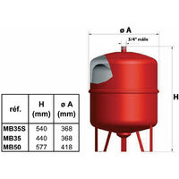 Vase d'expansion GITRAL a membrane sur pied 35 litres ref. MB35