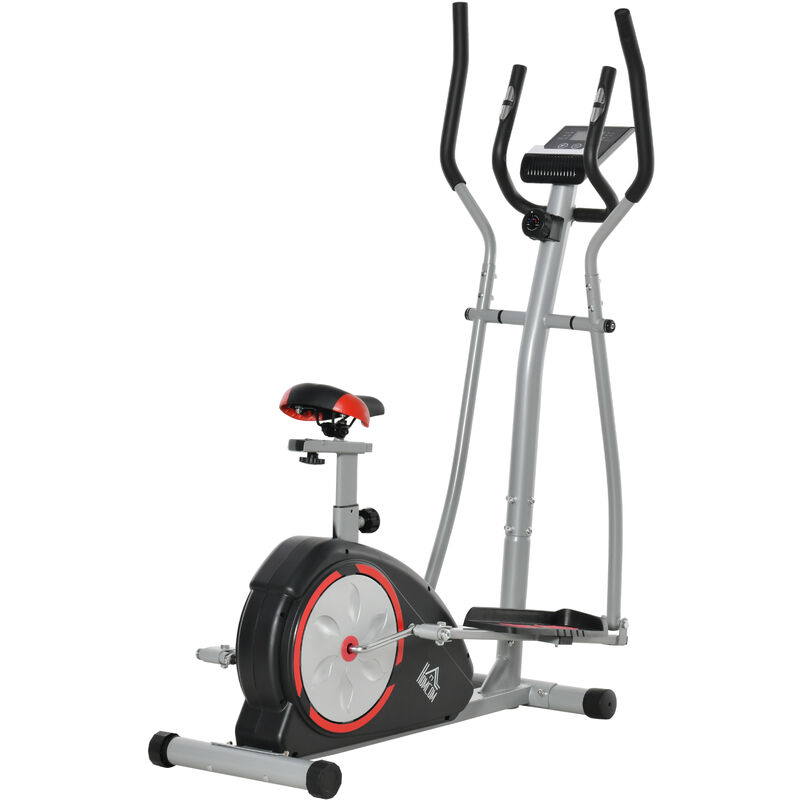 Bicicleta Elíptica de Fitness con 8 Niveles de Resistencia Volante de Inercia 6 kg Pantalla LCD Sensor de Pulso y Sillín Ajustable 130x68x162 cm