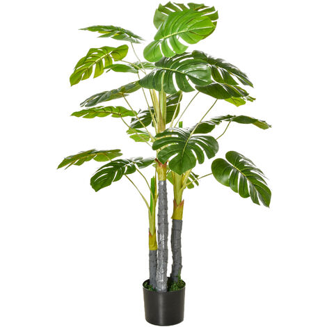 Planta Artificial Monstera en Maceta Altura 120 cm Árbol Tropical Decorativo con 20 Hojas para Hogar Salón Dormitorio