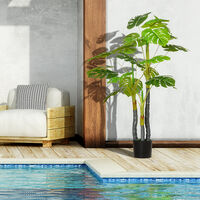 Planta Artificial Monstera en Maceta Altura 120 cm Árbol Tropical Decorativo con 20 Hojas para Hogar Salón Dormitorio