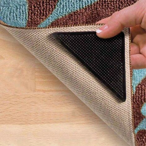 Set di 4 supporti per tappeti antiscivolo con adesivi