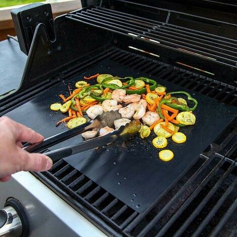 5x BBQ Grill Mat resistente riutilizzabile antiaderente barbecue carne Teglia da forno cucina 