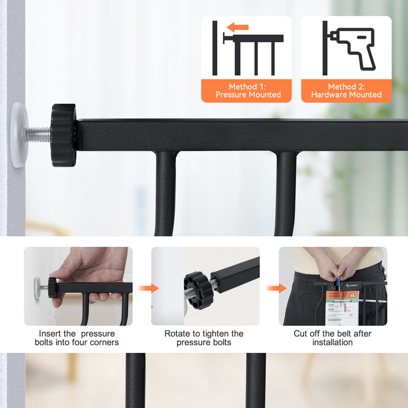 Cancelletto di sicurezza per bambini espandibile Cancelletto per scale a chiusura  facilitata H.76 x L.75 - 111 cm max. nero