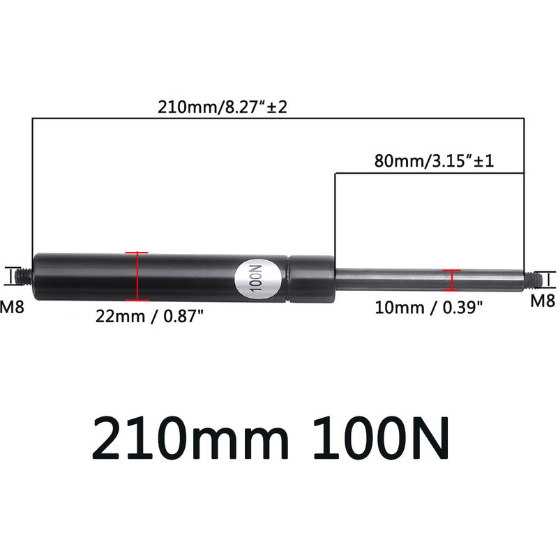 Molla a gas universale da 210 mm 100N Sollevamento Supporta puntoni per  roulotte per auto