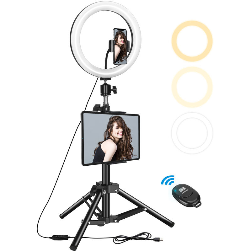 12'' 8'' 10'' 6'' Luce Anulare Selfie, Luci Ad Anello Da Tavolo Con 3  Colori Di Luce Dimmerabile Da 2700k-6500k , Livelli Per Video Telefonici,  Trucco In Streaming Dal Vivo, Ring Light