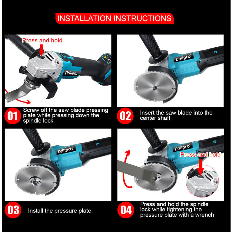 Smerigliatrice angolare Smerigliatrice angolare a batteria Smerigliatrice  professionale 3 velocità 125mm 18V 800W Li-ion Solo macchina (compatibile  con Makita 18V)