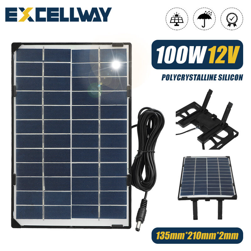 Kit pannello solare portatile caricabatteria 12V 21 x 13,5cm con cavo 3m  Pannello Solare Fotovoltaico Termico 20w 12v Policristallino Auto Camper