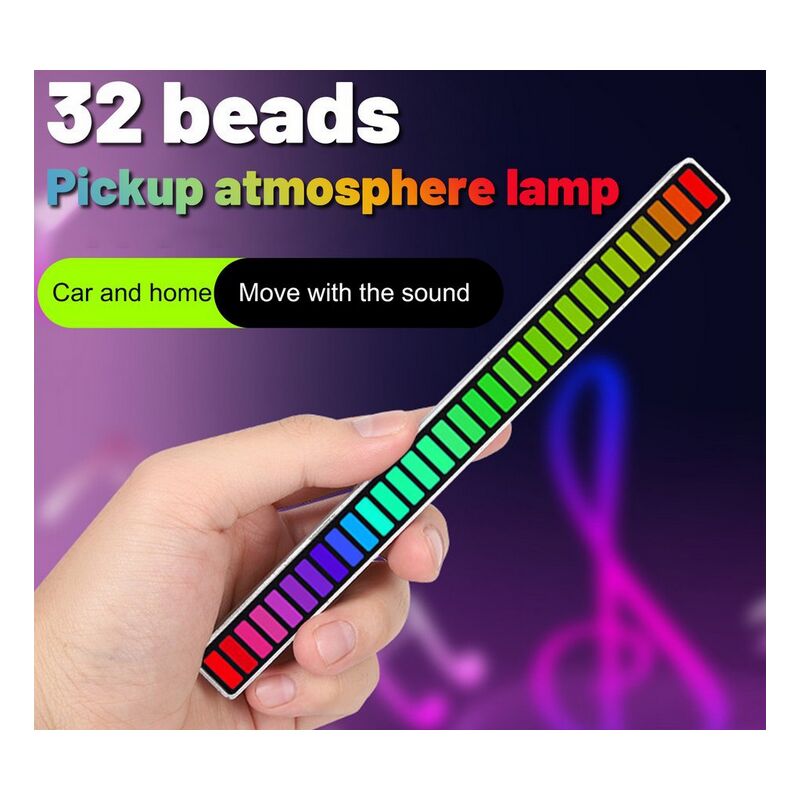 RGB Sound Control Pickup Rhythm Light Lampade da tavolo USB con 32 perline  LED Controllo APP Decorazione per la casa dell'auto (batteria incorporata  bianca (nessun controllo APP))