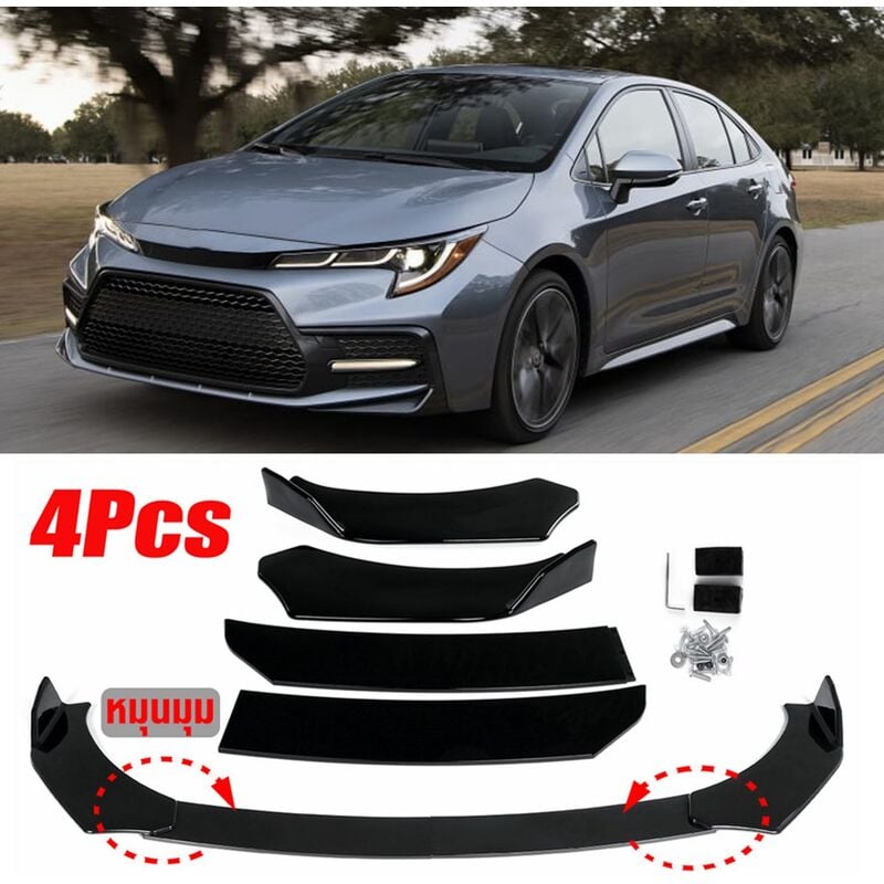 AUTSOME 4 pezzi kit corpo spoiler paraurti mento labbro anteriore nero per  auto universale