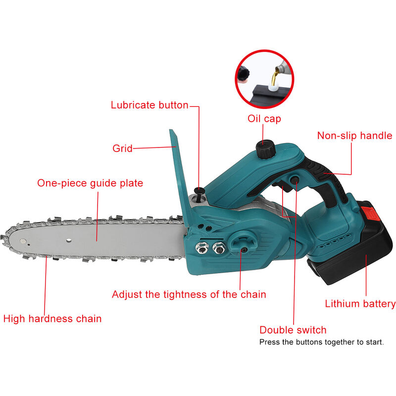 88V Power Chainsaw 3000W Mini motosega a batteria - 6 pollici cordless -  con 2 batterie Hasaki