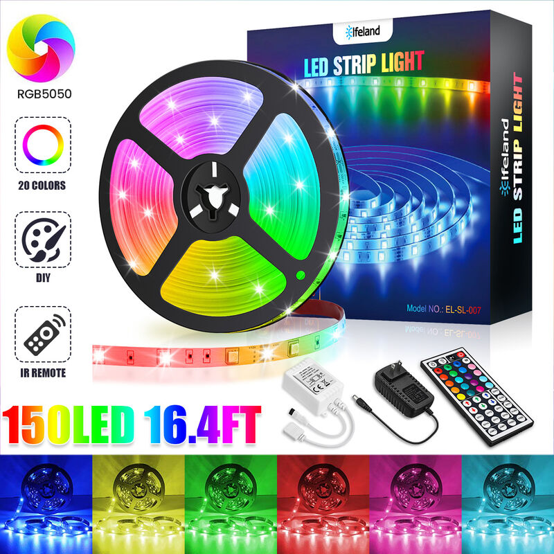 Set di 2 strisce LED Strisce da 5 m Strisce luminose decorative RGB Strisce  luminose RGB che cambiano colore 5050 Strisce con telecomando a 44 tasti