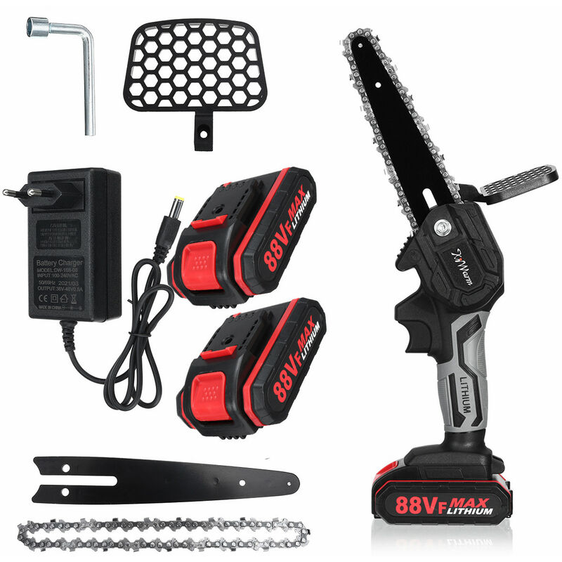 88V Power Chainsaw 3000W Mini motosega a batteria - 6 pollici cordless - con  2 batterie