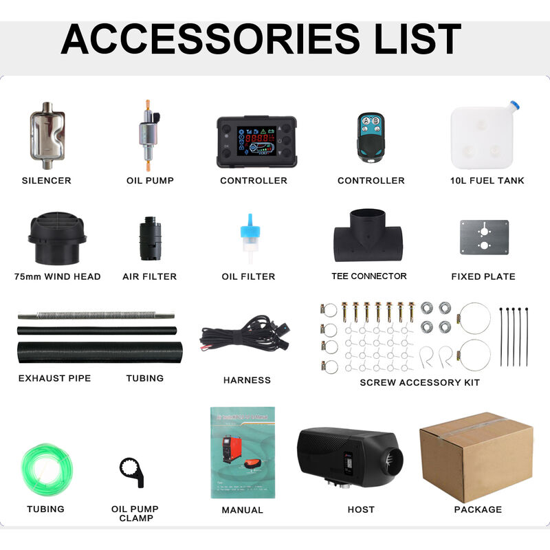 Riscaldatore d'aria diesel Hcalory 8KW 24V Riscaldatore silenzioso LCD  Riscaldatore d'aria diesel per camper Camion Auto Van Barca Auto
