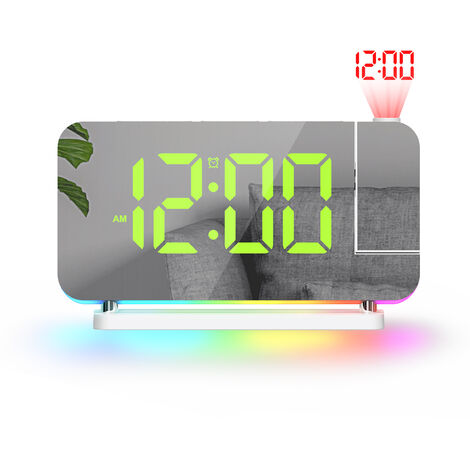 Sveglia Orologio elettronico a LED colorato con luce notturna di proiezione  per la decorazione domestica bianca