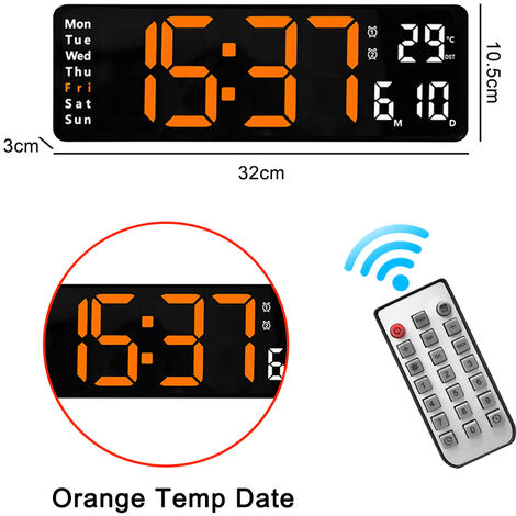 Sveglia digitale radiocontrollata con termometro e giorno data