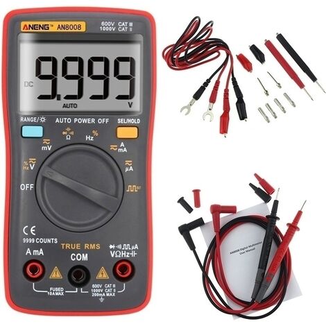 Acquista Tester per transistor AC/DC DT9205A Multimetro digitale Elettrico  Tester NCV Tester multimetro analogico professionale con range automatico