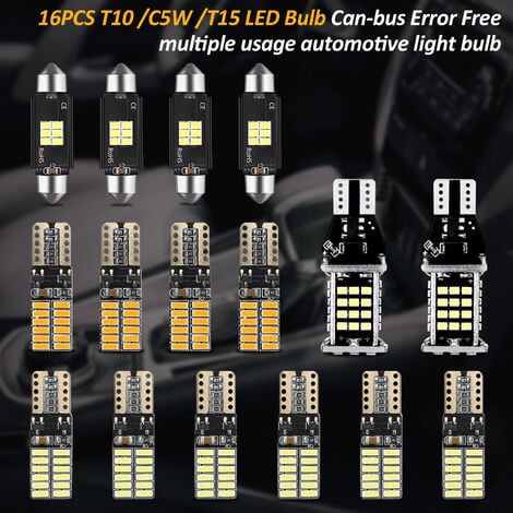 Audew 16pcs T10 C5W 31mm Canbus cupola per auto lampada targa luce mappa  interni