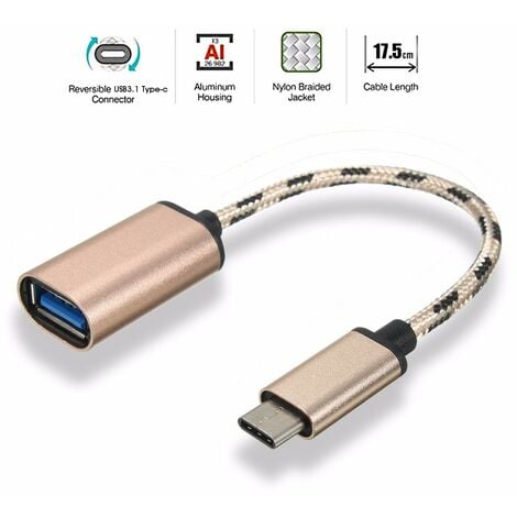 USB 3.1 Tipo C maschio a USB 2.0 femmina Cavo adattatore OTG per  caricabatterie dati di sincronizzazione