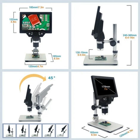 1200X USB Digital 12MP 7 pollici microscopio lente d'ingrandimento da  tavolo endoscopio fotocamera microscopio HD