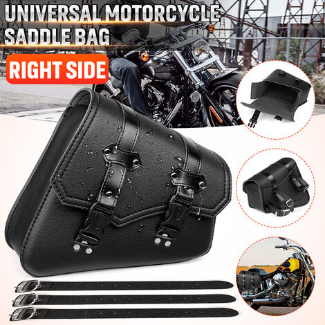 1 Borsa da sella in pelle PU Borsa da bici per moto Borsa impermeabile nera  per Harley Davidson Touring Black (nero, destra)