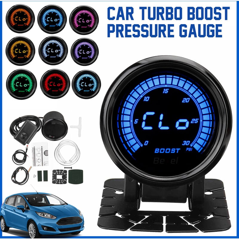 1pcs 12V 2 '' 52mm 0-30PSI 10 Farben Auto Turbo Boost Manometer Digital LED  Display Universal Auto Turbo Boost Meter mit Sensor