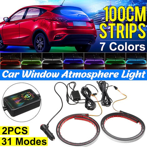 Auto-Innenraum-Streifen, 12 V, RGB-LED-Leuchten, Fenster-Atmosphärenlicht  mit Sprachsteuerung, 50 cm