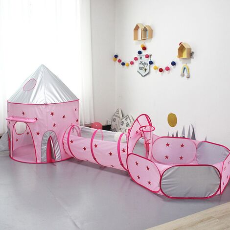3 in 1 Bällebad+Tunnel+Kinderzelt Krabbeltunnel Tunnel Spielhaus mit Tasche NEU 