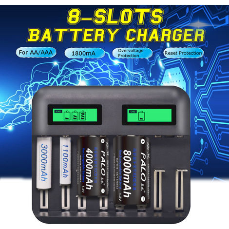 8 Slot Intelligent Batterie Ladegerät Für AA AAA NI-MH Wiederaufladbar Batterien 