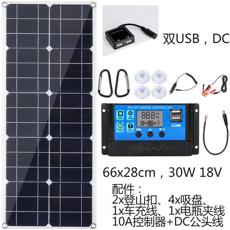 20 Watt 18V Mono Solarpanel KFZ-Ladegerät Flexible Modul 12 v Batterie Ladekabel 