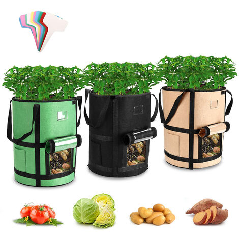 3er Set Pflanzsack Pflanzsack für Pflanzen 10 gal 43L