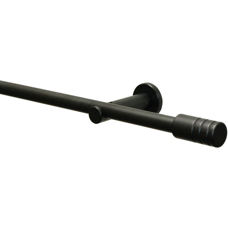 Gardinenstangen-Set Zylinder mm, 120 Größe 19 schwarz-matt cm Ø Länge 1-läufig, ca