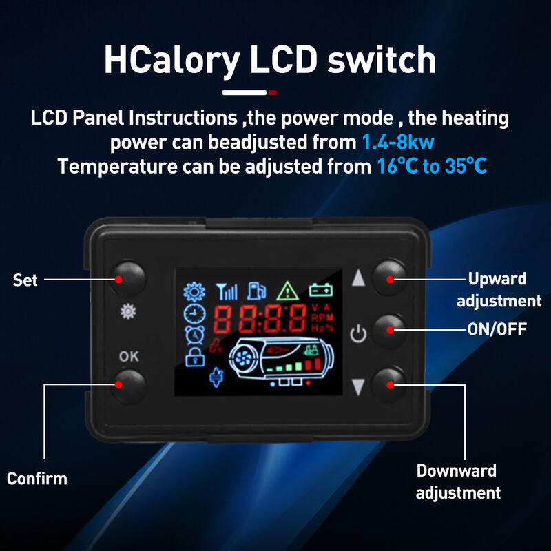Chauffage Diesel Auto 8KW 12V Chauffage d'Air LCD air Diesel  Heater,Réchauffeur d'air Diesel avec Affichage à Télécommande d'affichage  Jmax