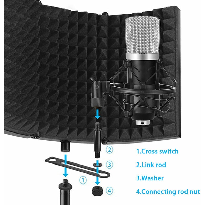 Bouclier Insonorisation Mousse Acoustique Panneau Absobant Pliable  Microphone Studio