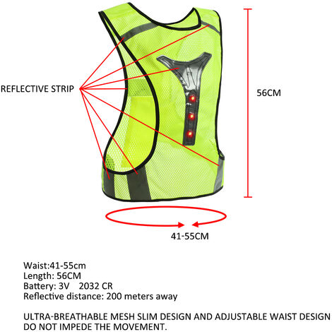 Lot de 2 Gilet de sécurité haute visibilité devant avec des bandes gilet réfléchissant