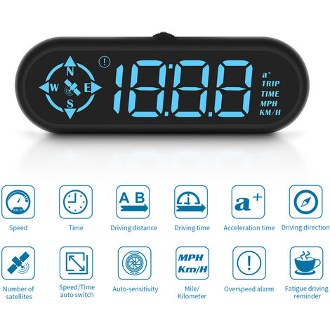 Voiture & Moto / Universel Hud GPS Compteur de Vitesse Horloge