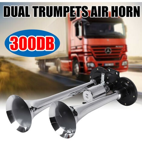  12V 178db Air Horn,Klaxon de voiture universel à double  trompette super puissant double tonalité pour voiture camion, train, moto,  bateau, klaxon