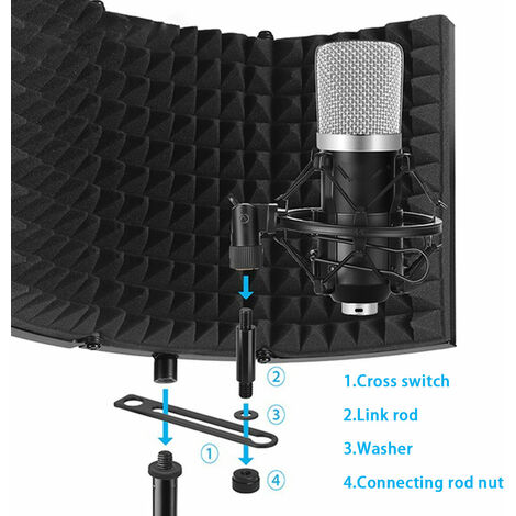 Bouclier Insonorisation Mousse Acoustique Panneau Absobant Pliable  Microphone Studio