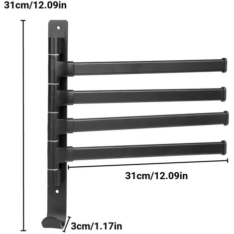 Porte-serviettes aluminium 4 bras porte-serviettes orientable à 360