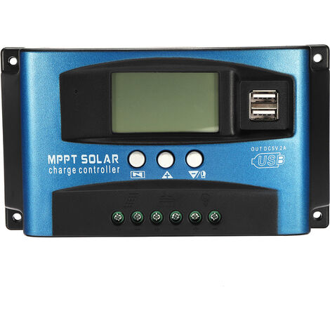 Contrôleur de charge solaire MPPT 40/50/60 / 100A, régulateur de batterie  intelligent de contrôleur de batterie de panneau solaire USB 12V 24V avec