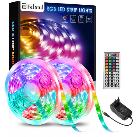 Ruban LED 2x10M Elfeland Music RGB 5050 Bandes ontrole APP avec  télécommande 44 touches